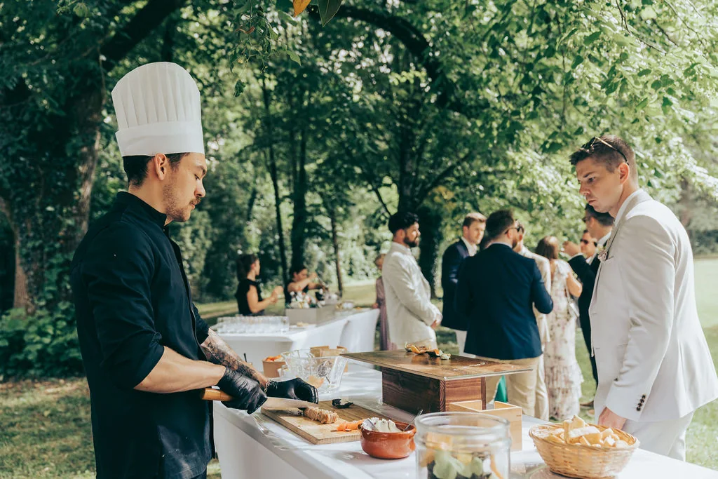 The chef at the cocktail in the park