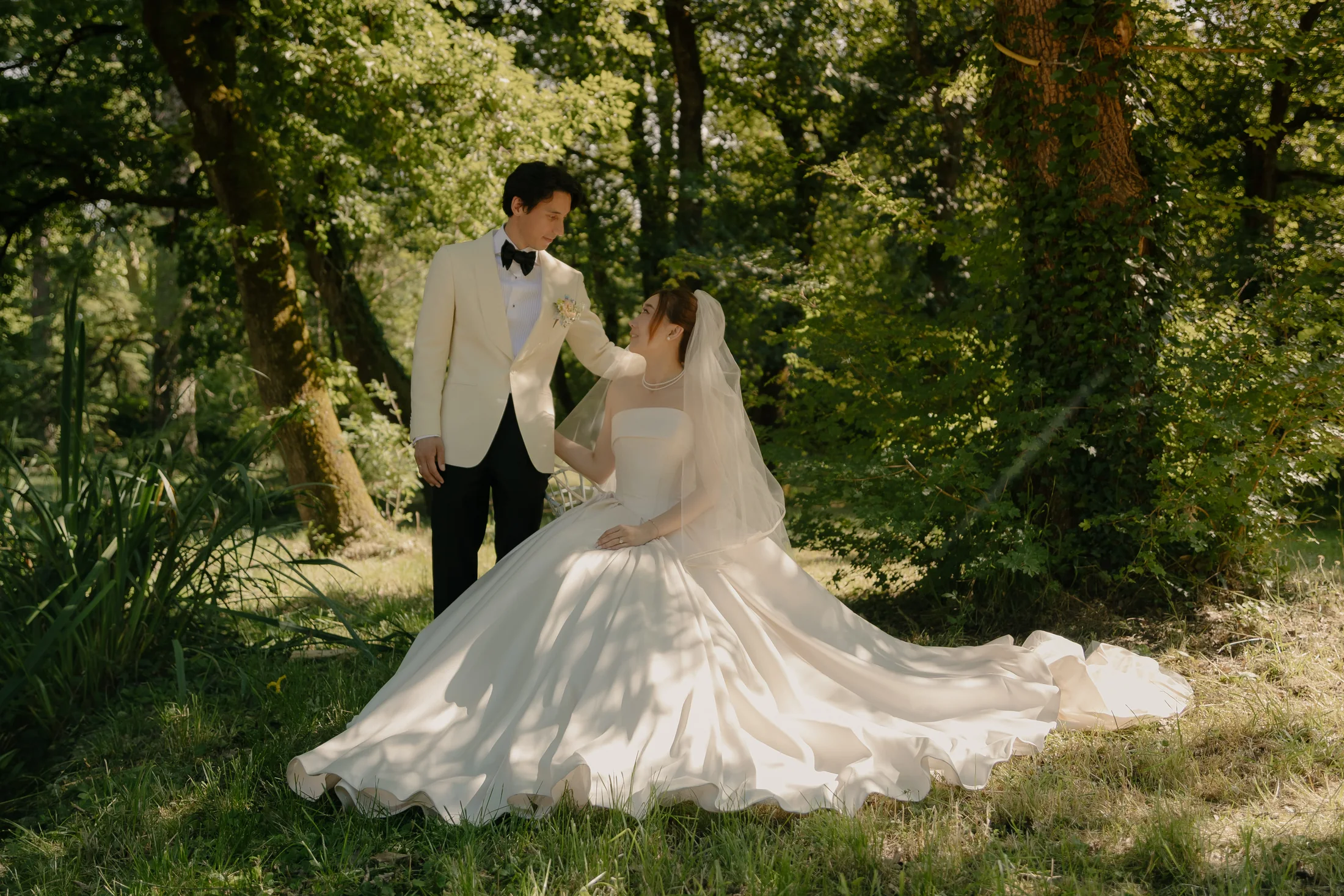 The newlyweds in the park