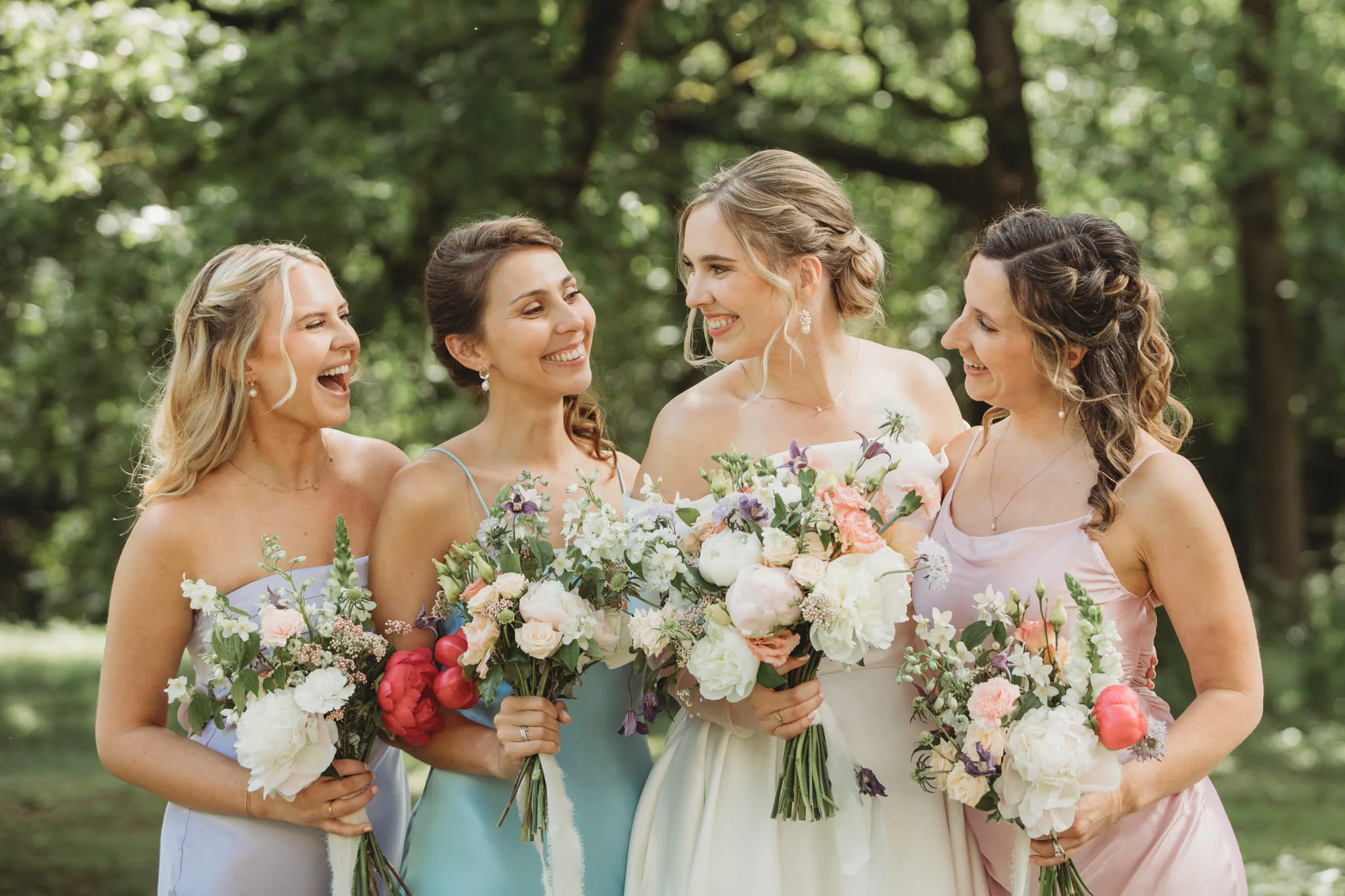 The bridesmaids in the park