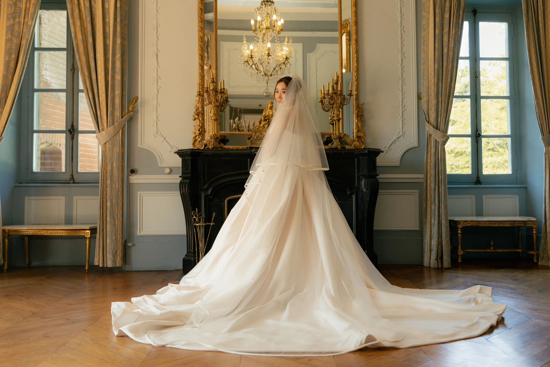 The wedding dress in the salon